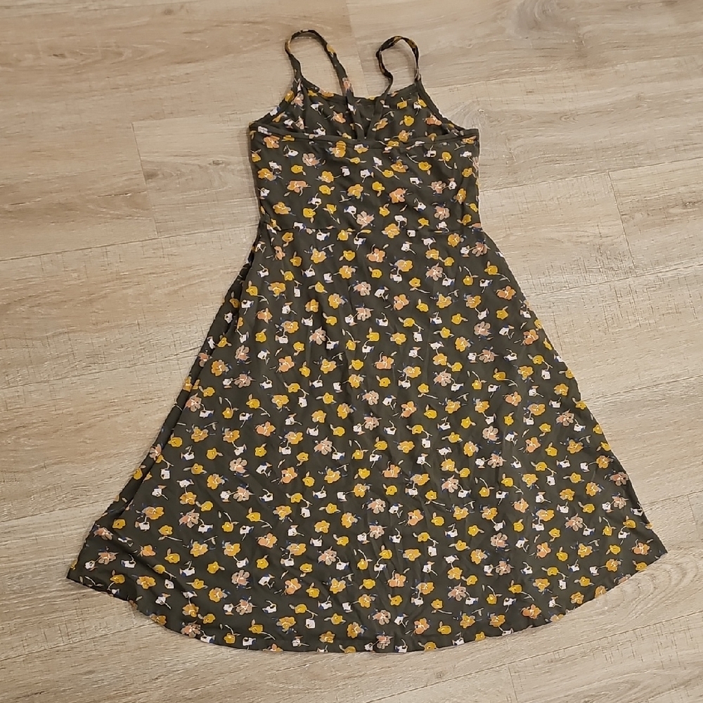 Pact Greyish Olive Floral Spaghetti Strap Top - Picture 3 of 5